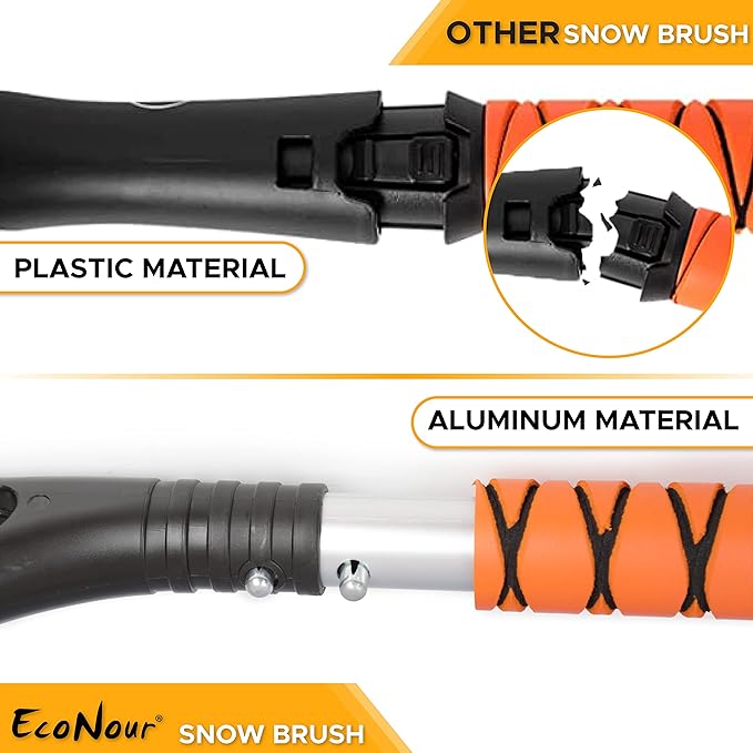 EcoNour 27" Car Snow Brush and Ice Scraper (2 Pack) | Aluminum Snow Scraper for Cars with Ergonomic Foam Grip | Scratch-Free Windshield Ice Scraper and Snow Remover for Cars and SUVs