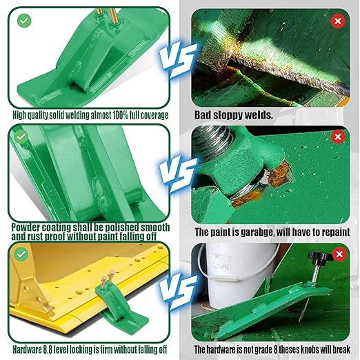 Tractor Bucket Protector(Upgraded Version), 2Pcs Ski Edge Protector, Turf Tamer Skid Protector with Grade8.8 Double Lock Nuts and Bolts, Heavy Duty Steel for Snow Removal Spreading Gravel,Green