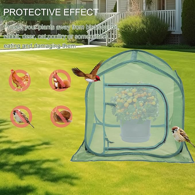 UV-Resistant Durable Pop Up Plant Covers & Garden Mesh Netting - Protective Bird Netting for Tomato & Crop Protection, Portable Pop-Up Mesh Plant Covers for Raised Beds