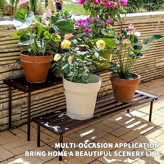 Metal Plant Stand, Rust-proof Aluminum Flower Pot Stand, Plants Display Stands Decoration Racks for Living Room Balconies and Gardens (90 Ebony)