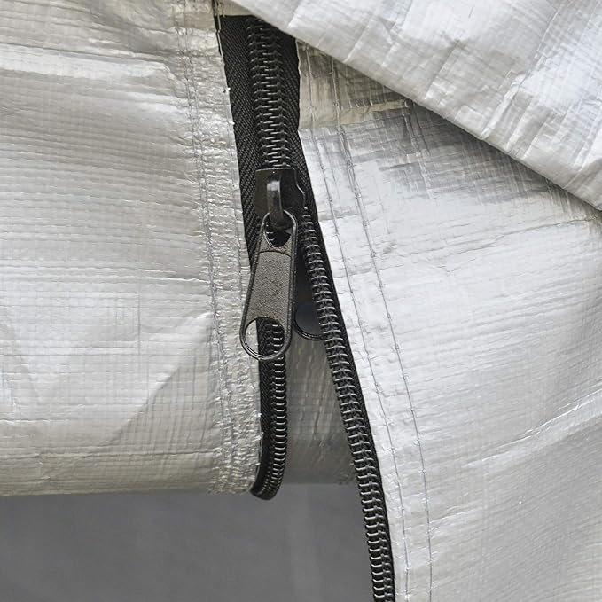 Outsunny 6' x 8' Carport Portable Garage, Heavy Duty Storage Tent, Patio Storage Shelter w/Anti-UV PE Cover and Double Zipper Doors, for Motorcycle Bike Garden Tools, Light Gray