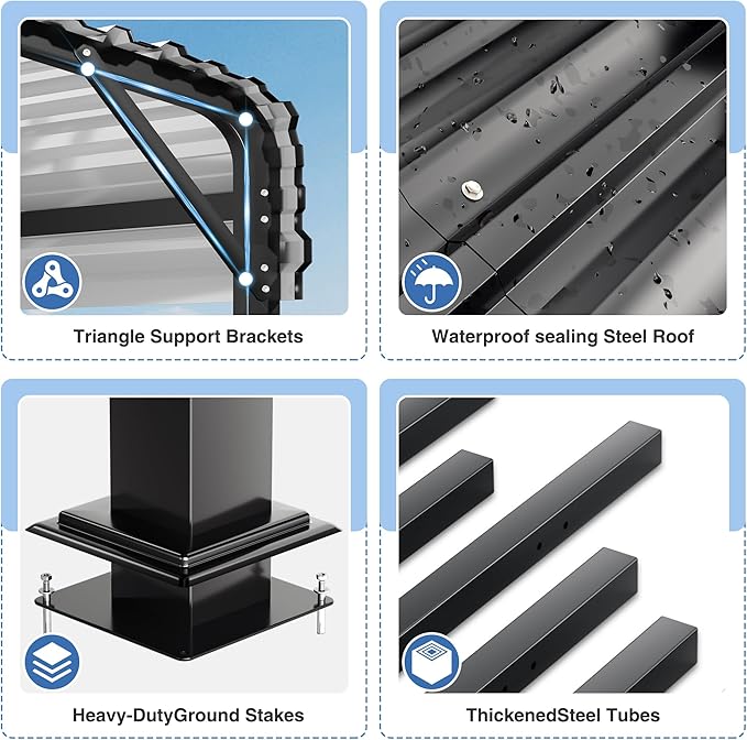 20x40 FT Metal Carport Canopy Heavy Duty with Reinforced Base and Galvanized Steel Roof & Frame, Garage Shelter for Cars, Boats and Trucks