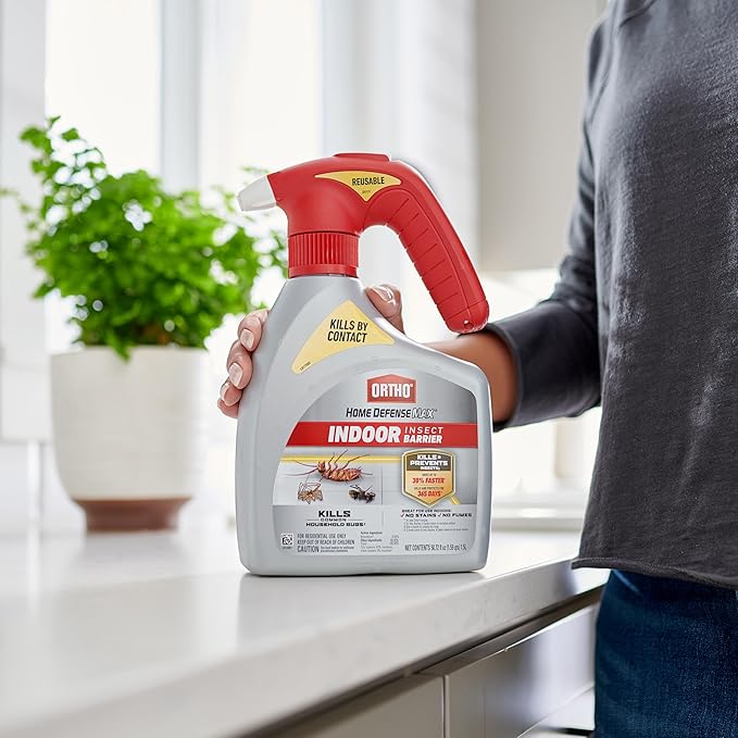 Ortho Home Defense Max Indoor Insect Barrier with Battery-Powered Sprayer, Kills Ants, Roaches, Spiders, Fleas and Ticks, 1.5 L.