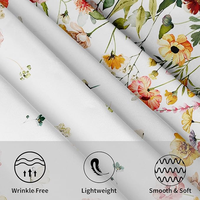 Summer Wildflower Round Tablecloth 60 Inch, Watercolor Floral Leaf Butterfly Table Cloth Rustic Vintage Farmhouse Polyester Cover for Dining Kitchen Room Outdoor Picnic Camping Party Holiday Decor