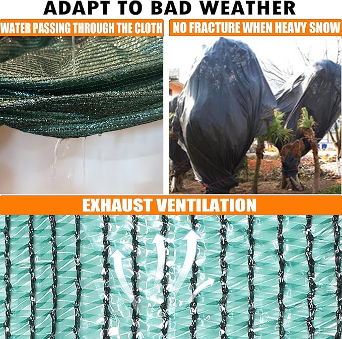 E.share 70% Shade Cloth for Garden, 20 Ft X 48 Ft Sun Shades Outdoor Patio with Grommets for Plant Covers,Porch Screen,Pergola Shade Cover,Greenhouse,Green