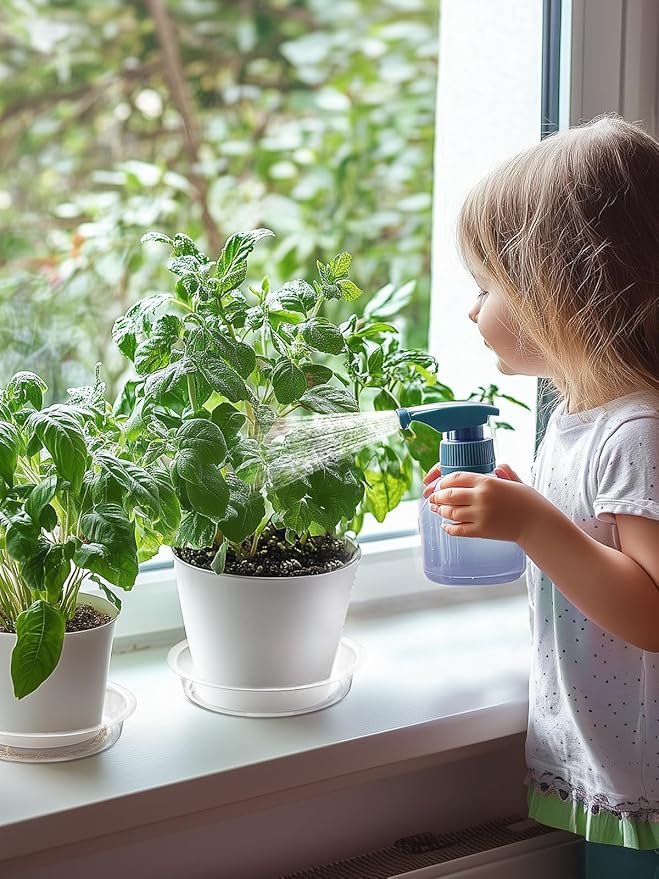 GROWNEER 15 Packs 12 Inches Clear Plant Saucers Flower Pot Trays, with 15 Pcs Plant Labels, Plastic Plant Saucer Drip Trays for Indoor Outdoor Plants Garden