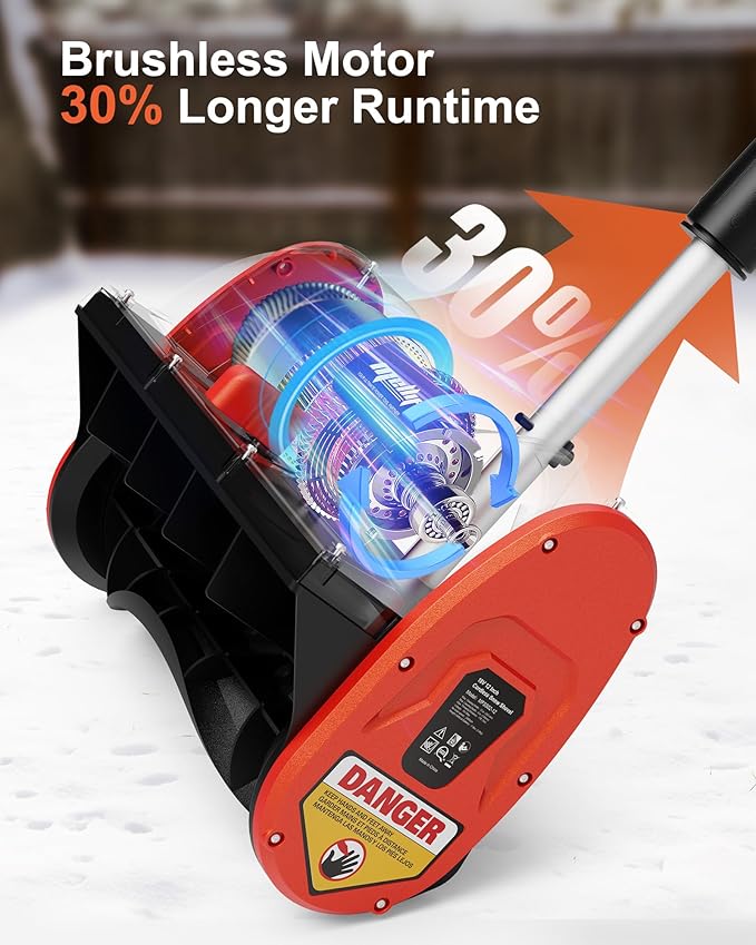 Mellif Cordless Snow Shovel, 12-Inch Brushless Snow Blower Compatible with DeWalt 20V MAX Battery, Includes 4.0Ah Battery & Charger Kit, Lightweight with Adjustable Chute (Gray for Dewalt)