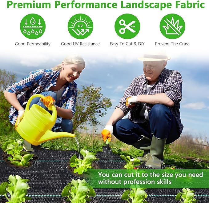 4FT x 100FT Weed Barrier Landscape Fabric Heavy Duty, Thicken Garden Fabric Weed Mats, Weed Control Garden Cloth, Woven Geotextile Fabric for Garden Beds, Underlayment, Commercial Driveway