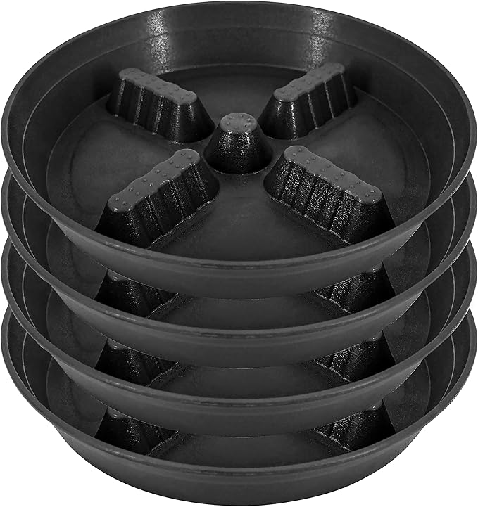 4 Pack Plant Saucer 10 inch, 8 12 14 17 inch, Plant Stand Plastic Plant Saucers for Indoors Outdoor, Heavy Duty Flower Plant Risers for Inside Pots, Pot Saucers for Plants, Grow Bags Saucers