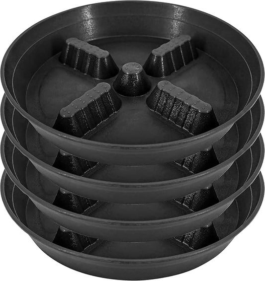 4 Pack Plant Saucer 10 inch, 8 12 14 17 inch, Plant Stand Plastic Plant Saucers for Indoors Outdoor, Heavy Duty Flower Plant Risers for Inside Pots, Pot Saucers for Plants, Grow Bags Saucers