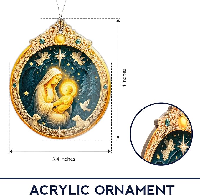 Nativity Mary and Baby Jesus Ornament – nativity ornament – religious gifts – christian decor – christmas ornament – Suncatcher effect window hanging – Car Hanging
