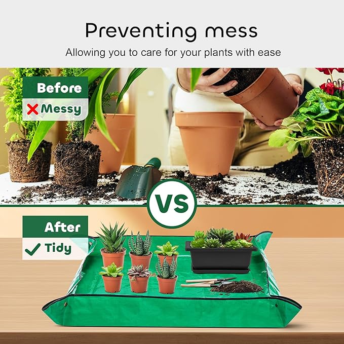 GROWNEER 3 Pcs 6.5 Inch Bonsai Pots with Drainage Humidity Trays & 1 Repotting Mat, Durable Bonsai Tree Training Pot Rectangle Planter Kit Seedling Starter Small Indoor Outdoor Growing Built in Mesh