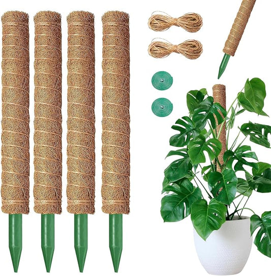 4 Pcs 21 Inch Moss Pole Monstera Plant Support, 68 Inch Moss Poles for Climbing Plants, Coco Coir Plant Stakes Support for Indoor Plants Moss Pole Sticks for Climbing Potted Live Plants, Philodendron