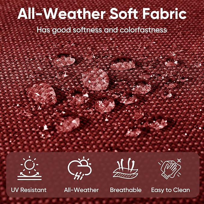 Outdoor Wicker Chair Cushions 2 Packs - Outside High Back Thick Water-Resistant Cushion 22x24 with Zipper Cover for Patio Glider Rocking Chairs Loveseat Couch – Red/Buckle