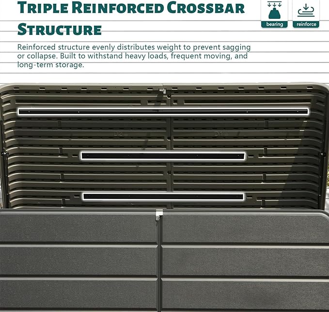 CHUNLY 200 Gallon Resin Deck Box, Large Patio Storage Box with Lock, Wheels & Waterproof Lid for Outdoor Cushions, Garden and Pool Supplies (Gray)