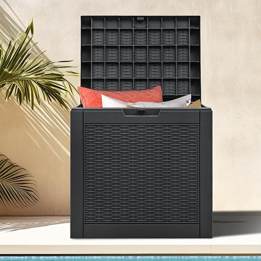 32 Gallon Resin Storage Box, Indoor Outdoor Deck Box for Package Delivery, Patio Cushions, Gardening Tools, Lockable, Waterproof