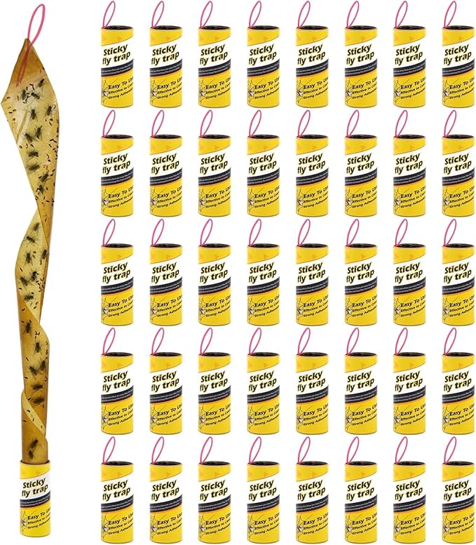40 Rolls Fruit Fly Traps for Indoors, Fly Trap, Fly Trap Indoor for Home,Fly Traps Outdoor, Sticky Fly Strips, Fly Glue Paper Tape Catcher Ribbon for Gnat Fungus Fruit Flies