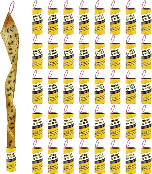 40 Rolls Fruit Fly Traps for Indoors, Fly Trap, Fly Trap Indoor for Home,Fly Traps Outdoor, Sticky Fly Strips, Fly Glue Paper Tape Catcher Ribbon for Gnat Fungus Fruit Flies