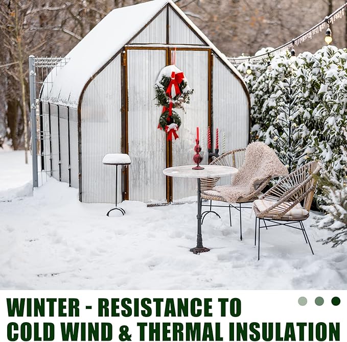 Tatuo 6 Pack 8' X 2' X 0.16'' Polycarbonate Greenhouse Panels Polycarbonate Sheets Twin-Wall Roof Panels Waterproof UV Protected Clear Corrugated Plastic Roofing for Greenhouse Replacement