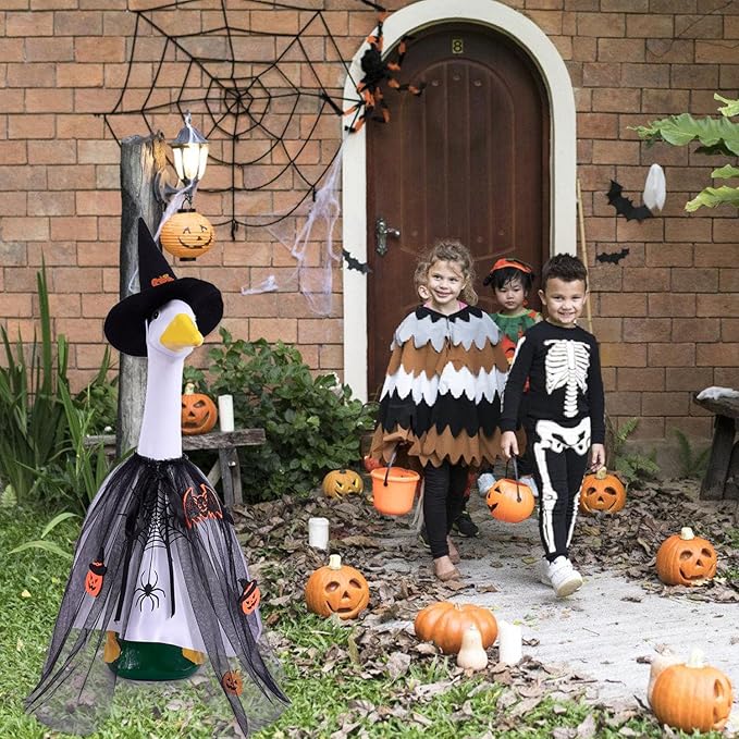 AZYM Halloween Porch Goose Outfits,2 Pcs/Set Pumpkin Bat Spider Cape Yard Goose Statue Clothes for 23" Statue Patio Lawn Garden Halloween Decoration