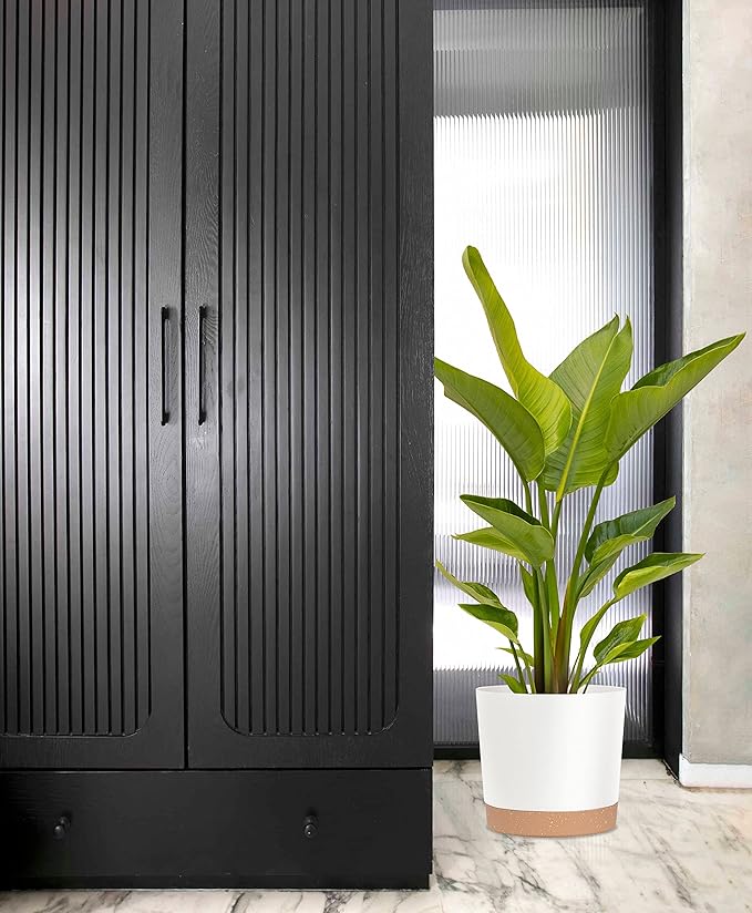 kubvici Plant Pots for Indoor Plants, 2 Pack 12 Inch Pots for Plants, Lightweight Large White Planters for Indoor Plants Outdoor Plants, Big Plastic Plant Pot Flower Pot with Drainage (12” White)