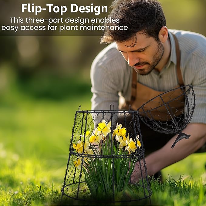 Pack of 12 Heavy-Duty Chicken Wire Plant Cloches – Rustproof Garden Protectors and Plant Cages for Vegetables and Flowers – Safeguard Plants from Deer and Critters – 20” x 12”