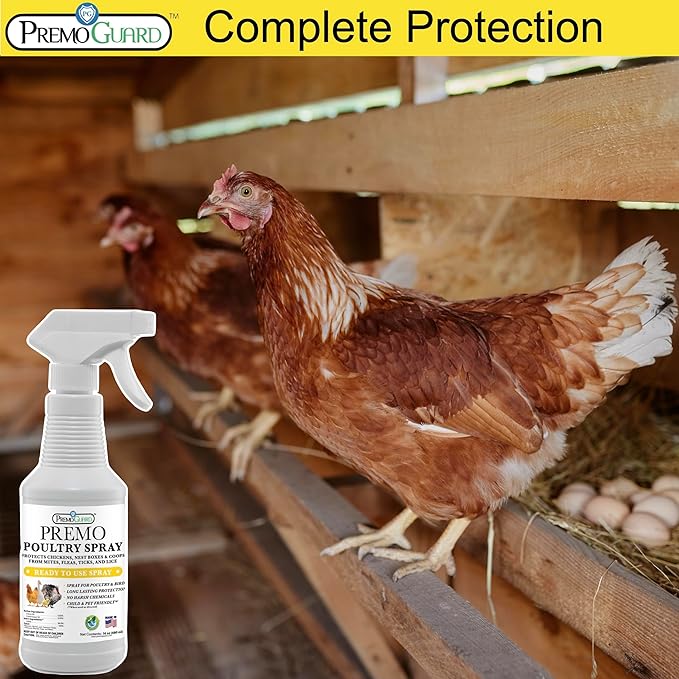 Poultry Spray by Premo Guard – 16 oz – Treat Mites, Fleas, Flies, and Lice – Effective Plant Based – Chicken, Turkey, Waterfowl, and Birds – Best Natural Protection for Control & Prevention