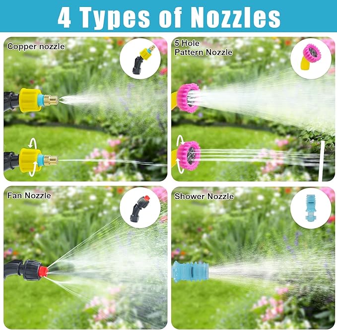 Battery Powered Sprayer 2 Gallon, 7.4V Powerful Electric Sprayer with 4 Nozzles, Rechargeable Handle with 36.22'' Retractable Wand, Adjustable Shoulder Strap, Weed Sprayers in Lawn Garden Yard (Blue)