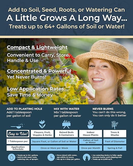 Organic Plant Magic - Truly Organic™ Fast-Acting Soluble Plant Food: All-Purpose Fertilizer Concentrate for All Flower Vegetable Herb Fruit Tree Shrub Container Garden & House Plants [One 1 lb Bag]