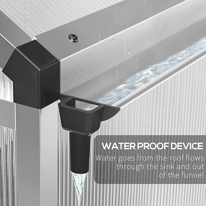 Outsunny 4' x 6' Greenhouse for Outdoors, Polycarbonate Greenhouse with Rain Gutter and Roof Vent, Aluminum Walk-in Green Houses for Outside Patio Backyard Garden