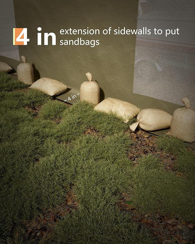 13x20 Ft Carport with 8 Sandbags, Car Port with 220g PE Tarp, 2 Roll-Up Doors, and 4 Windows, for Full-Size Pickups, Bass Boats, Tractors, and SUVs, Khaki