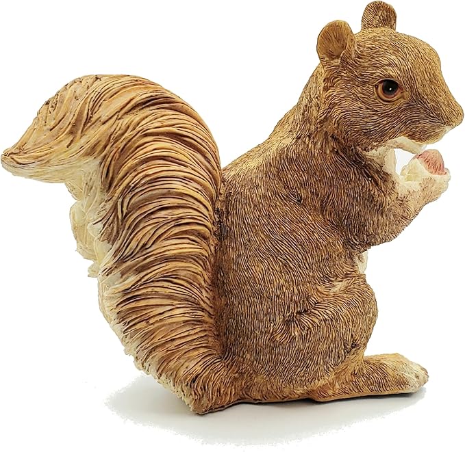 Brown Squirrel Statue with Acorn – Hand-Painted Polyresin Garden Figurine for Lawn & Patio – Small Nature-Inspired Outdoor Décor
