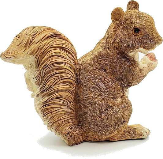 Brown Squirrel Statue with Acorn – Hand-Painted Polyresin Garden Figurine for Lawn & Patio – Small Nature-Inspired Outdoor Décor