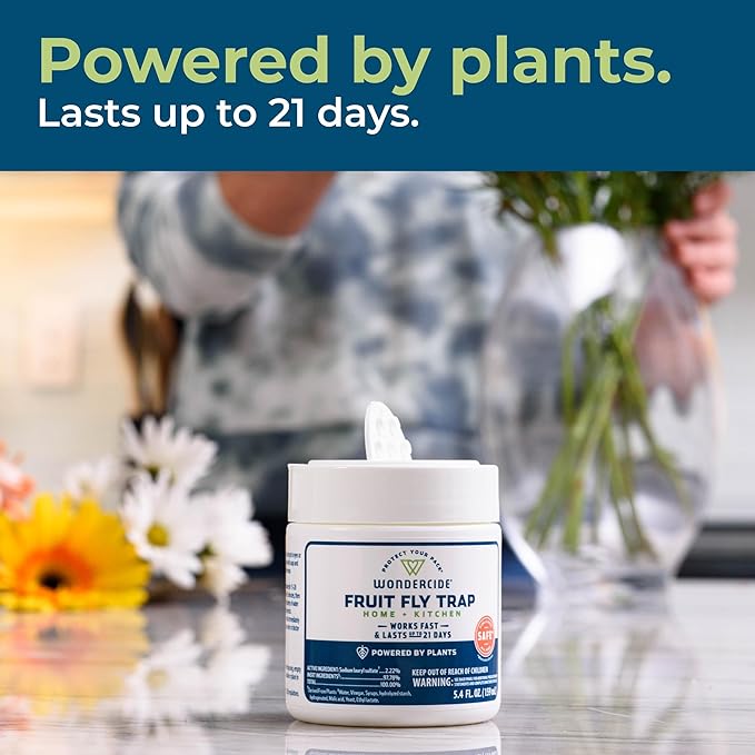 Wondercide - Fruit Fly Traps for Indoors - Fruit Fly Killer - Pet and People Safe - Made in USA & Plant Based - 5.4 oz - 2 Pack