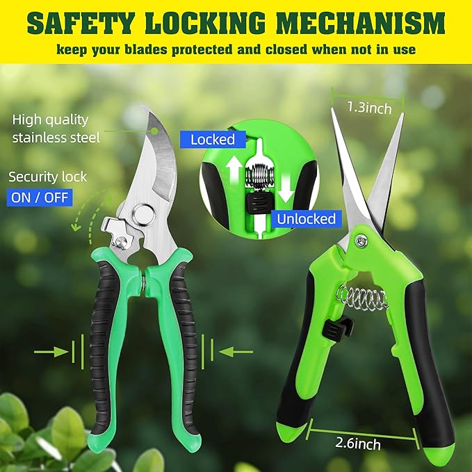 4 Pack Garden Pruning Shears, Stainless Steel Garden Shears, Gardening Shears, Garden Scissors, Clippers, Pruning Snips, Pruning Shears for Gardening Tools (Multi-color)