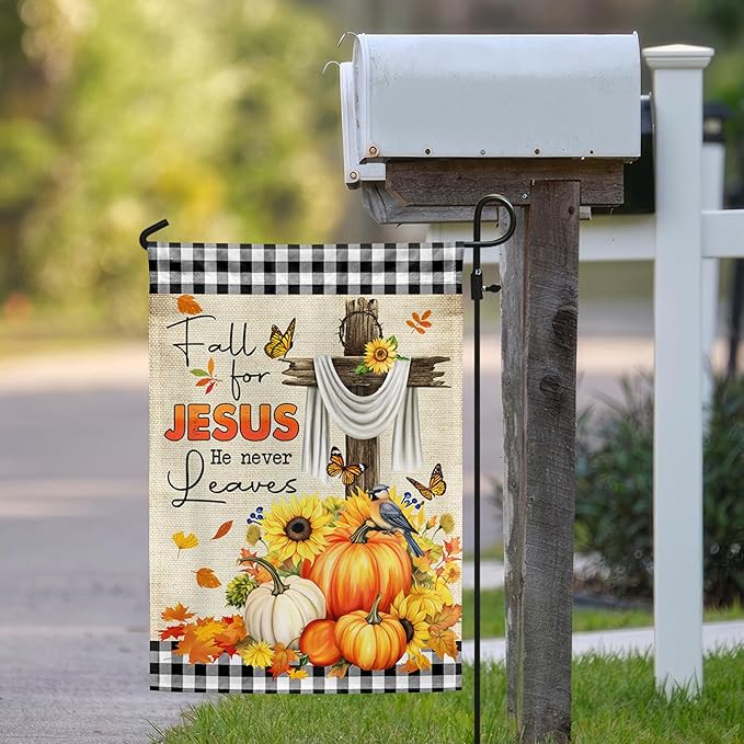 FLAGWIX Christian Fall Garden Flag - Garden Flags for Outside 11.5" x 17.5" - Christian Gifts for Women Faith, Fall Decorations for Home, Thanksgiving Decorations for Home Decor