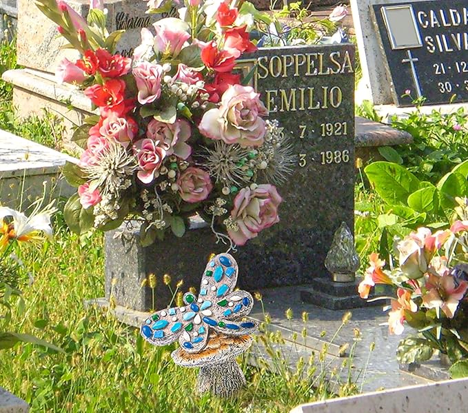 bocola Resin Dragonfly Cemetery Decoration for Grave-Memorial Gravesite Stake - Metal Ground Stake for Cemetery Decor, Grave Marker