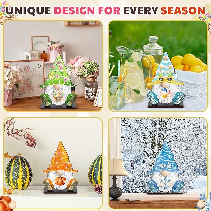 Blulu Interchangeable Wooden Gnome Decor DIY Holiday Seasonal Fall Gnomes Halloween Tiered Tray Decoration with Magnet Pieces Halloween Welcome Sign for Holiday Decorations(Vivid)