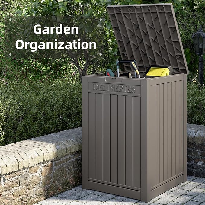 Package Delivery Box for Outside, 48 Gallon Storage with Lockable Secure, Large Resin Outdoor Package Drop Container