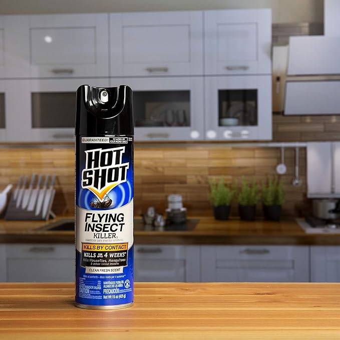 Hot Shot Flying Insect Killer 15 Ounces, Aerosol, Clean Fresh Scent (Pack of 6)