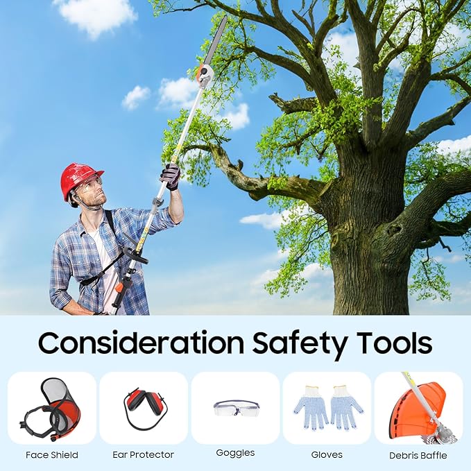 2025 New 52CC 2-Stroke Gas Weed Wacker, 5-in-1 Multi-Functional Lawn Mower Garden Hedge Trimmer String Trimmer Pole Chainsaw with Extension Pole, Weed Eater for Grass and Bush