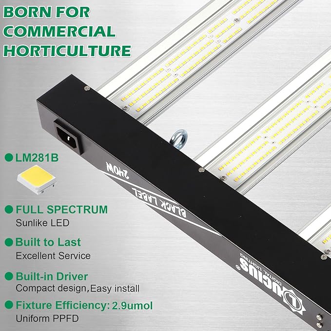 Lucius 240W LED Grow Light with LM281B Diodes, 2.9 µmol/J High Efficiency, Dimmable 4-Bar Light with 1200 Diodes, Full Spectrum Plant Grow Lamp for Indoor Plants, Seeding, Veg, Bloom, 120/240/277V