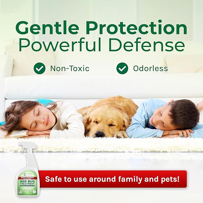 Extra Strength Bed Bug & Mite Spray - Child & Pet Friendly - Stain & Odor Free - 66% Stronger Formula (24 oz)