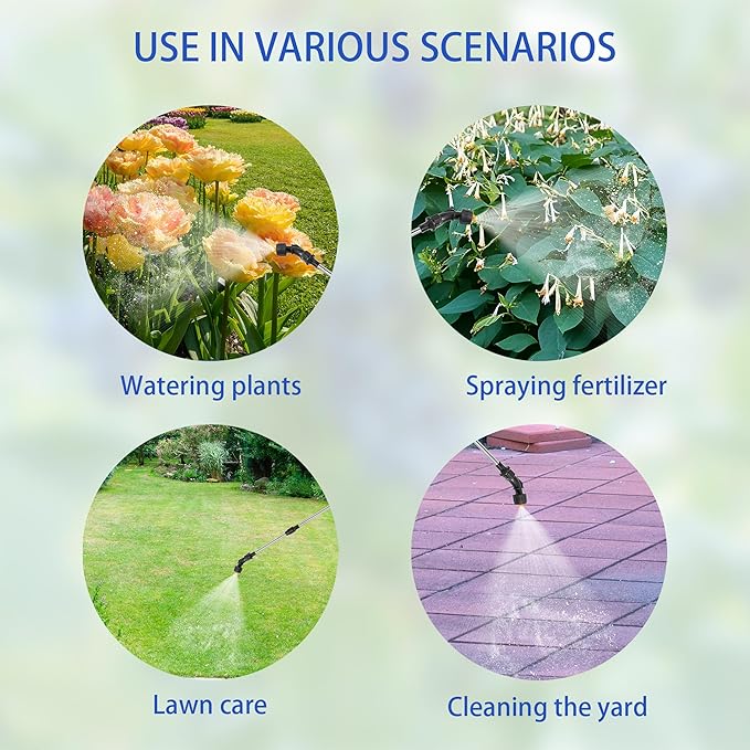 Electric Garden Sprayer, Portable Battery Powered Watering Wand, Rechargeable Plant Spray Mister with Telescopic Wand and 10ft Water Hose for Yard Lawn Weeds Plants,Type-C Charging, Blue