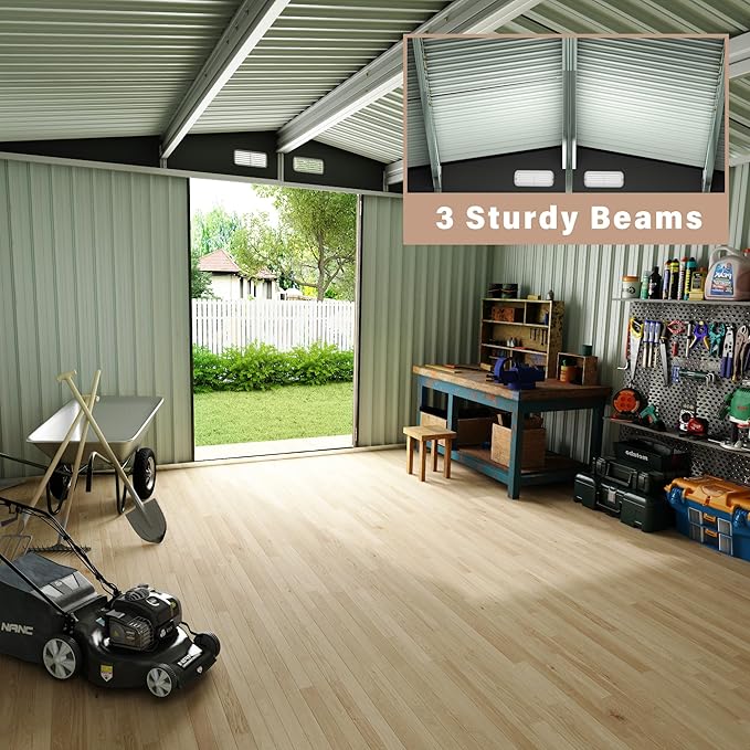 6x8 FT Metal Storage Sheds Outdoor, Metal Yard Sheds Garden Shed Kit, MetalTool Shed with Lockable Door, MetalUtility Sheds Buildings with Air Vent for Backyard Garden Patio Lawn