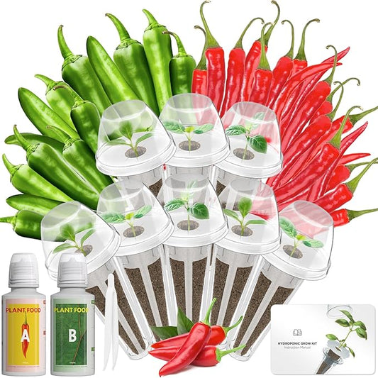 Jalapeno Pepper Seed Pod Kit for Aerogarden, Ahopegarden Hydroponics Growing System Indoor Garden, Include Jalapeno Peppers and Cayenne Chili Peppers,8 Pods, 500+ Seeds