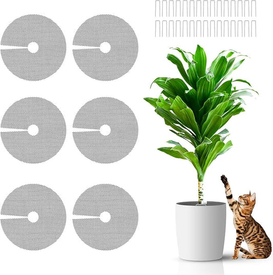 6 Pcs 15.7 Inch Plant Pot Grids，Cut-able Plant Pot Soil Protective Covers from Animals，Used to prevent animals or babies from digging up the soil in flowerpots.Suitable for Indoor and Outdoor Plants.