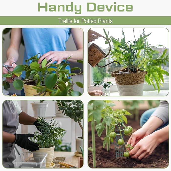 50 Pack Plant Trellis for Pots Garden Trellis for Potted Plants Flower Pots Support Stackable Plastic Mini Trellis for Climbing Plants Peas(Sheep Horn)