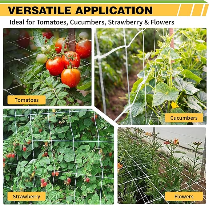 Trellis Netting Roll 4ft x 3280ft, Heavy Duty Plastic Trellis Net, 6” x 6” Squares Mesh Climbing Plants Support Netting, High-Intensity Garden Net for Vegetables, and Vines