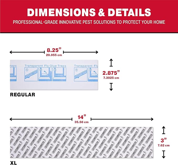Catchmaster Window Fly Traps 96-Pack, Fruit Fly Traps for Indoors, Disposable Bulk Bug Catcher, Waterproof Insect Glue Trap, Adhesive Strips, Pet Safe Pest Control for Home, Kitchen, & Garage
